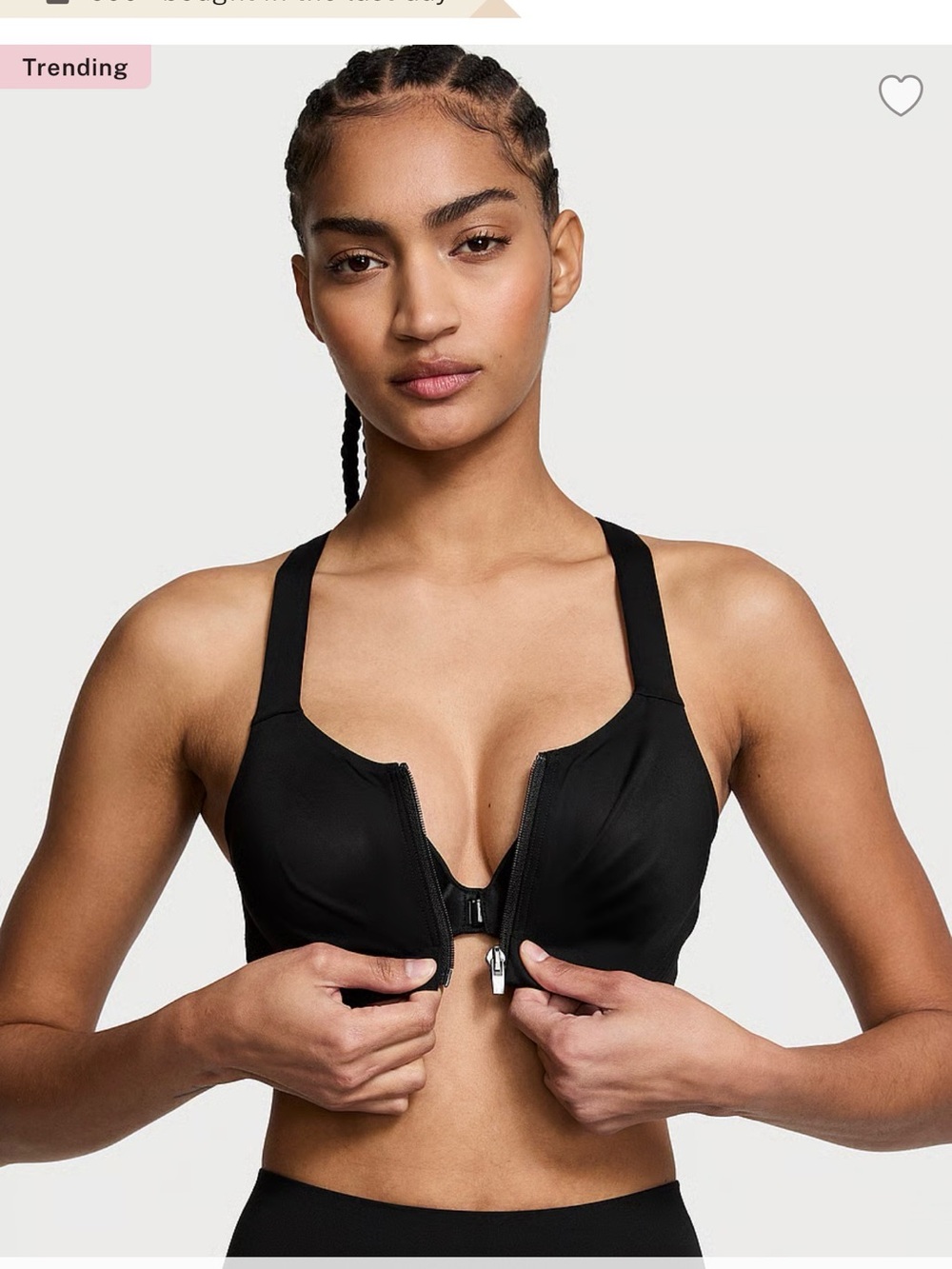 Victoria's Secret Black Front-Zip Sports Bra